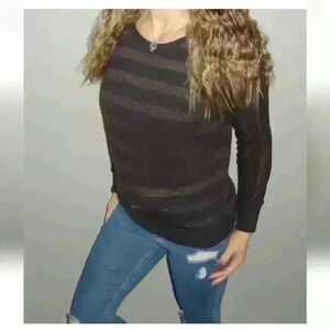 Active Basic American Brand Women Gray Dolman Long sleeve Knit Sweater Top Small